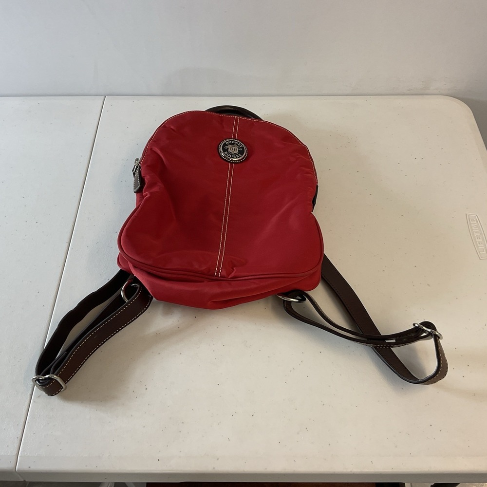 Dooney & Bourke Wayfarer RED Nylon Leather Backpack travel‎ RARE